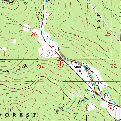Topographic Map of Bateman Creek, OR