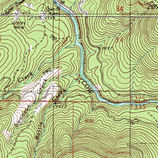 Topographic Map of Battle Creek, OR
