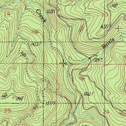 Topographic Map of Battle Creek, OR