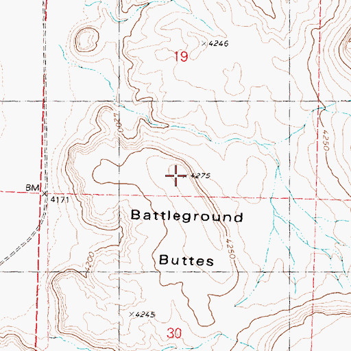 Topographic Map of Battleground Buttes, OR