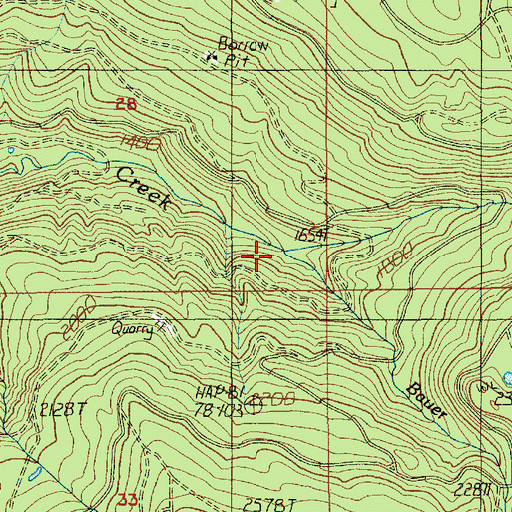 Topographic Map of Bauer Creek, OR