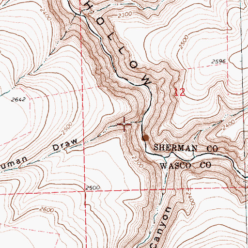 Topographic Map of Bauman Draw, OR
