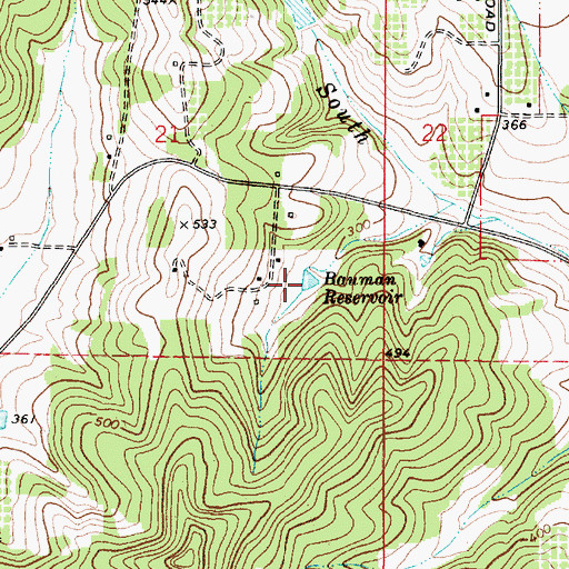 Topographic Map of Bauman Reservoir, OR
