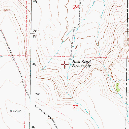 Topographic Map of Bay Stud Reservoir, OR