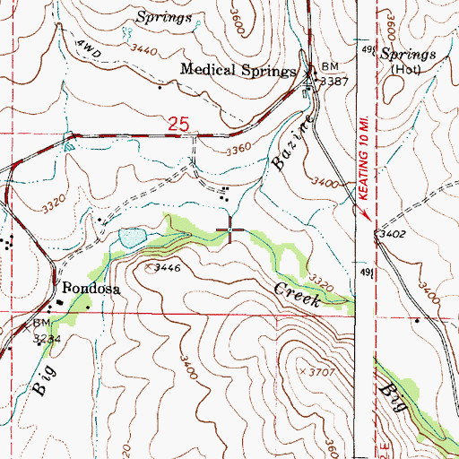 Topographic Map of Bazine Creek, OR