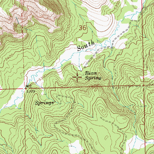 Topographic Map of Bean Spring, OR