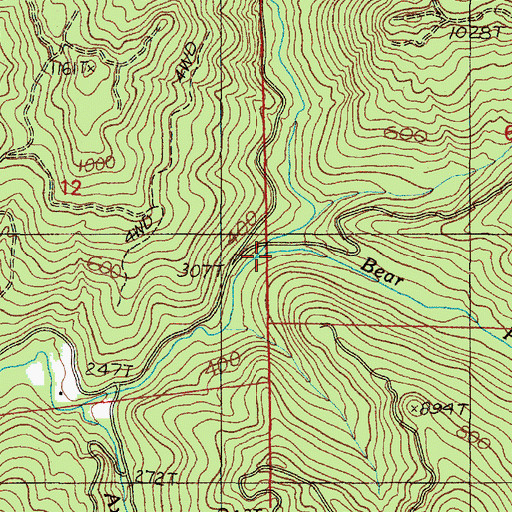 Topographic Map of Bear Pen Creek, OR