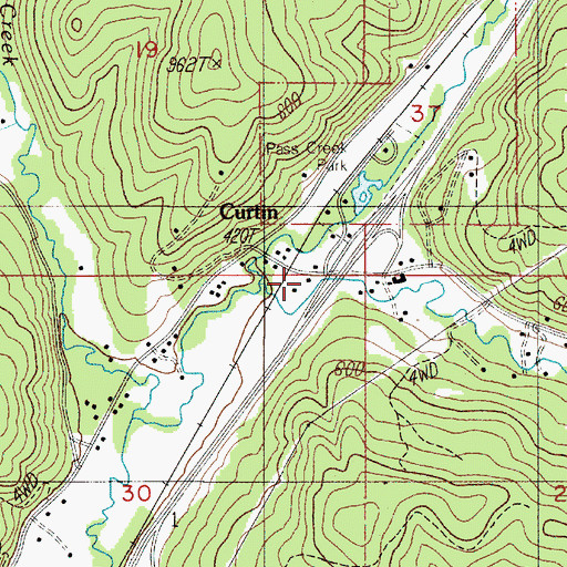 Topographic Map of Bear Creek, OR