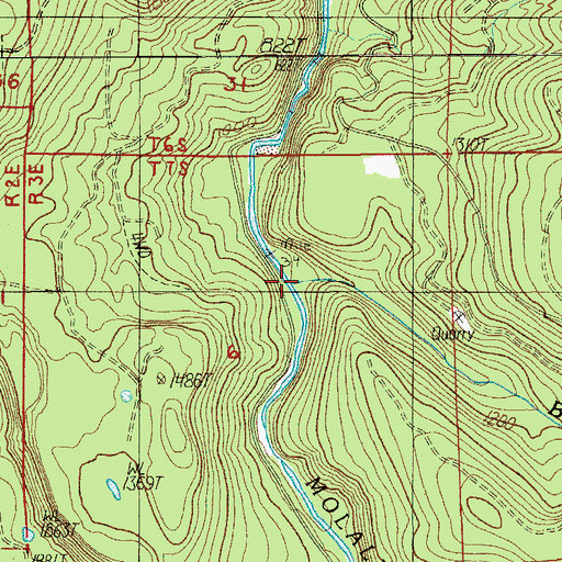 Topographic Map of Bear Creek, OR