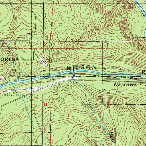 Topographic Map of Bear Creek, OR
