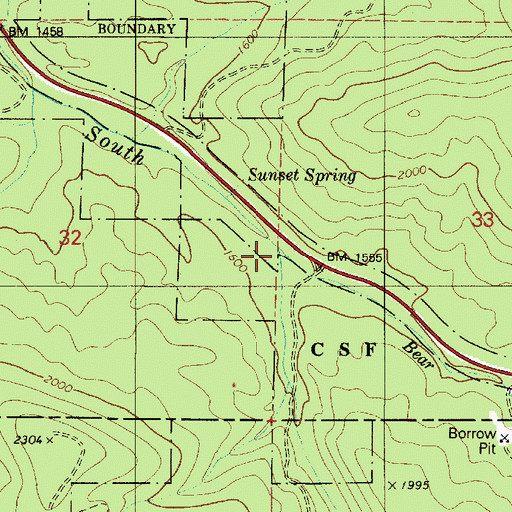 Topographic Map of Bear Creek, OR