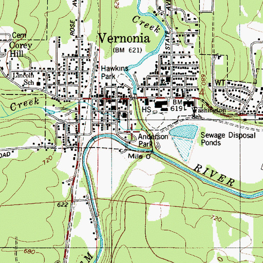 Topographic Map of Bear Creek, OR