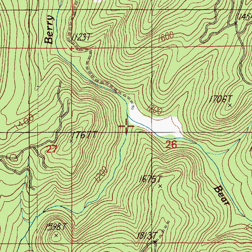 Topographic Map of Bear Creek, OR