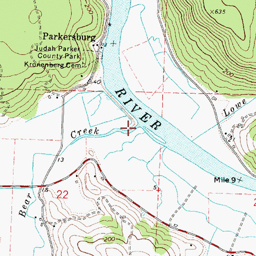Topographic Map of Bear Creek, OR