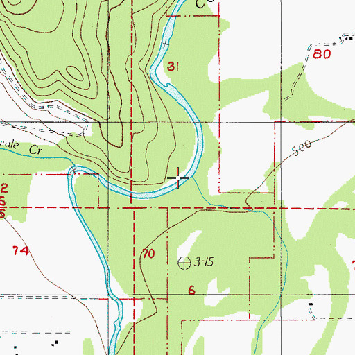 Topographic Map of Bear Creek, OR