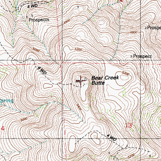 Topographic Map of Bear Creek Butte, OR