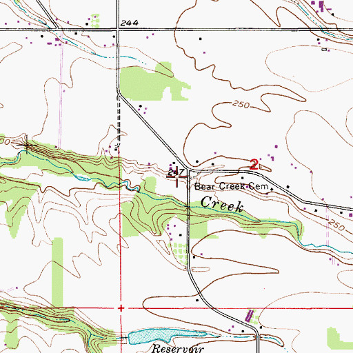 Topographic Map of Bear Creek Cemetery, OR
