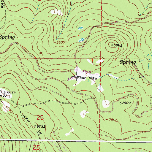 Topographic Map of Bear Meadow, OR