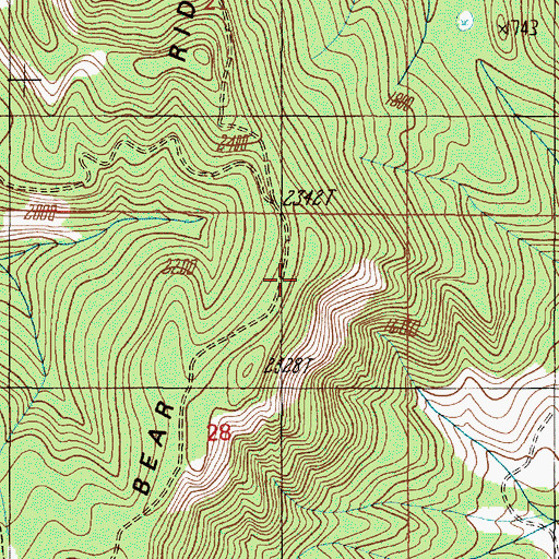 Topographic Map of Bear Ridge, OR