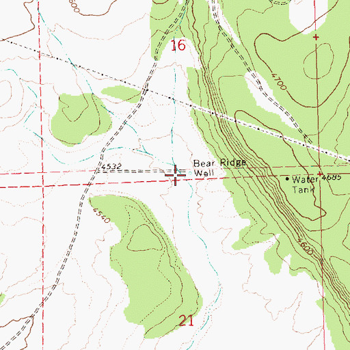Topographic Map of Bear Ridge Well, OR