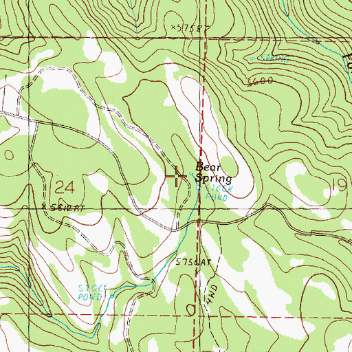Topographic Map of Bear Spring, OR
