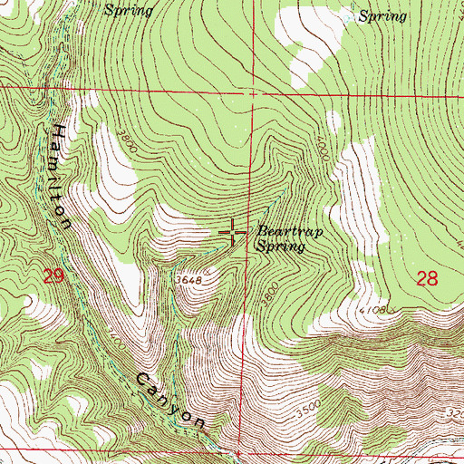 Topographic Map of Beartrap Spring, OR