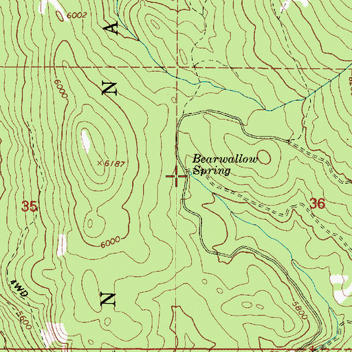 Topographic Map of Bearwallow Spring, OR