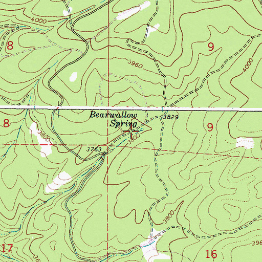 Topographic Map of Bearwallow Spring, OR