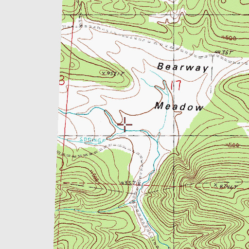 Topographic Map of Bearway Meadow, OR