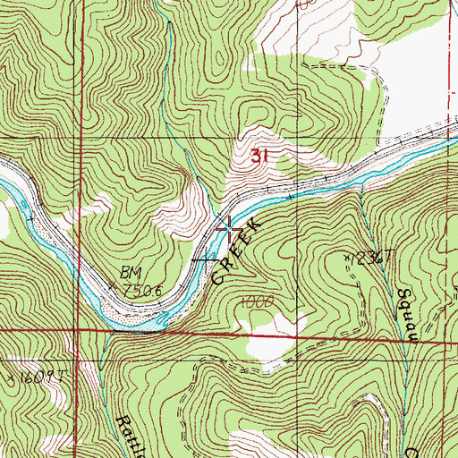 Topographic Map of Beatty Creek, OR