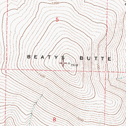 Topographic Map of Beatys Butte, OR