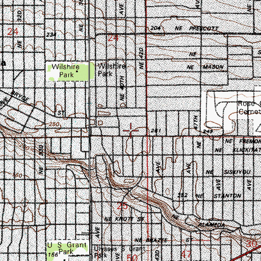 Topographic Map of Beaumont Middle School, OR