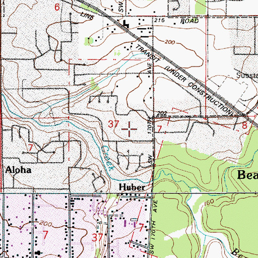 Topographic Map of Beaver Acres Elementary School, OR