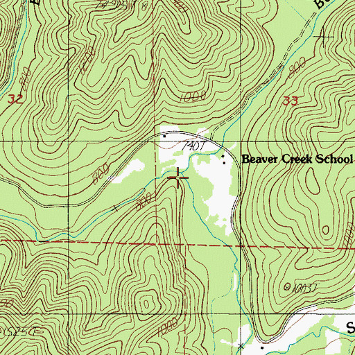 Topographic Map of Beaver Creek, OR