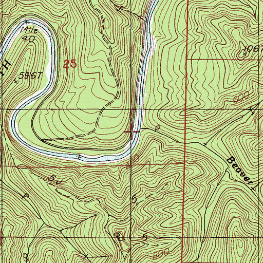 Topographic Map of Beaver Creek, OR