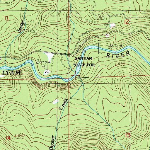 Topographic Map of Beaver Creek, OR