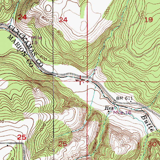 Topographic Map of Beaver Creek, OR