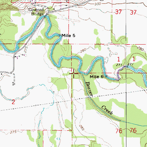 Topographic Map of Beaver Creek, OR