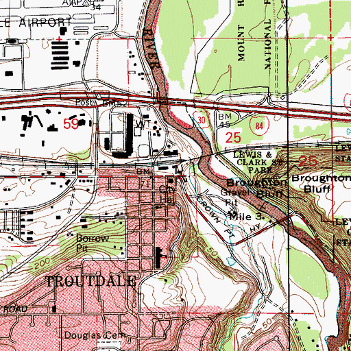 Topographic Map of Beaver Creek, OR