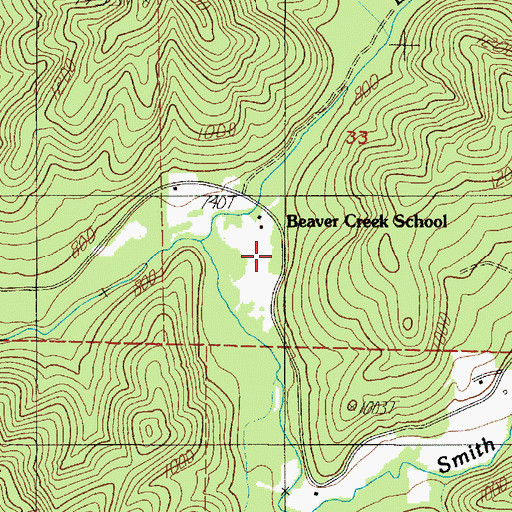 Topographic Map of Beaver Creek School (historical), OR
