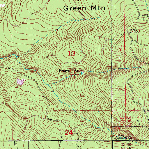 Topographic Map of Beaver Dam, OR