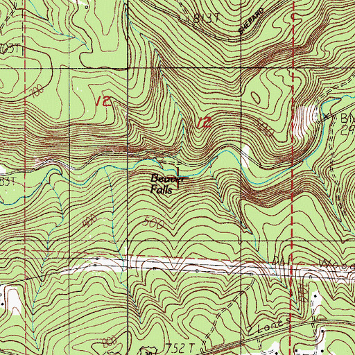 Topographic Map of Beaver Falls, OR