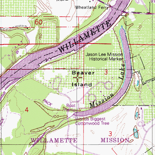 Topographic Map of Beaver Island, OR
