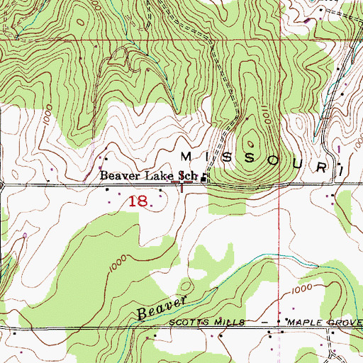 Topographic Map of Beaver Lake School (historical), OR