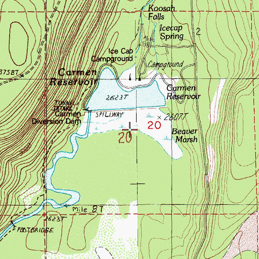 Topographic Map of Beaver Marsh, OR