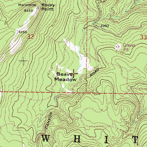 Topographic Map of Beaver Meadow, OR