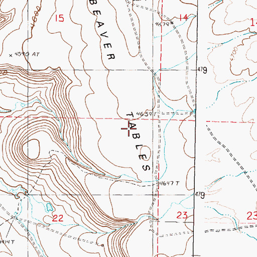 Topographic Map of Beaver Tables, OR