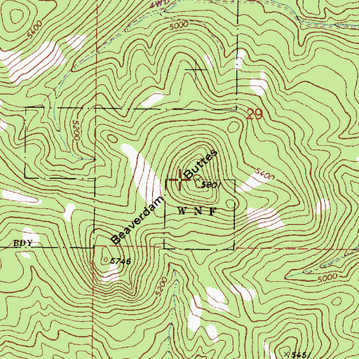 Topographic Map of Beaverdam Buttes, OR
