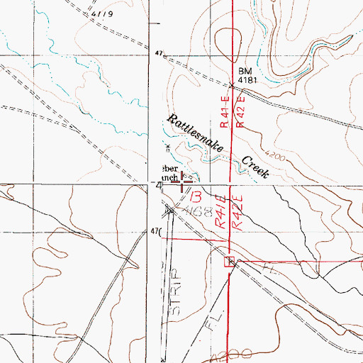 Topographic Map of Beber Ranch, OR
