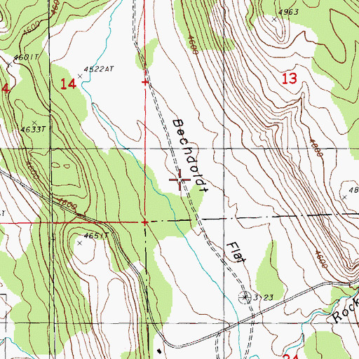 Topographic Map of Bechdoldt Flat, OR